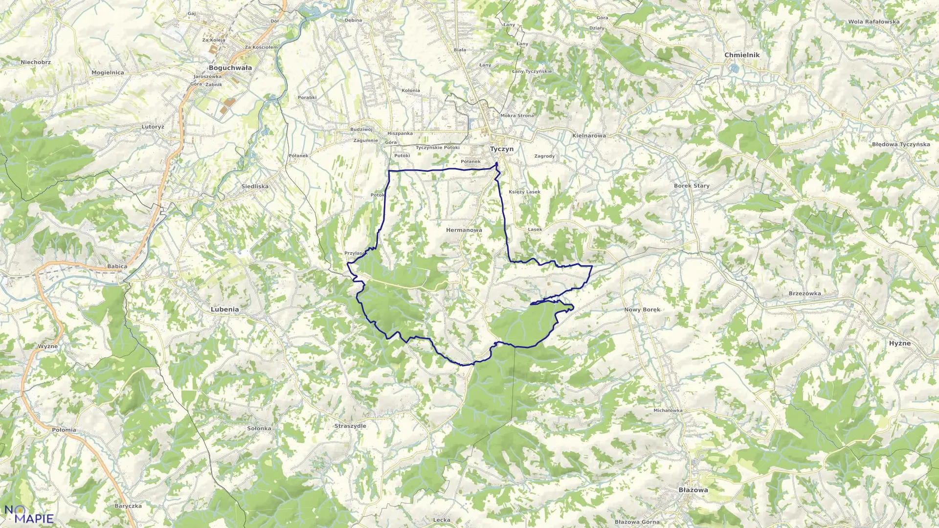 Mapa obrębu Hermanowa w gminie Tyczyn